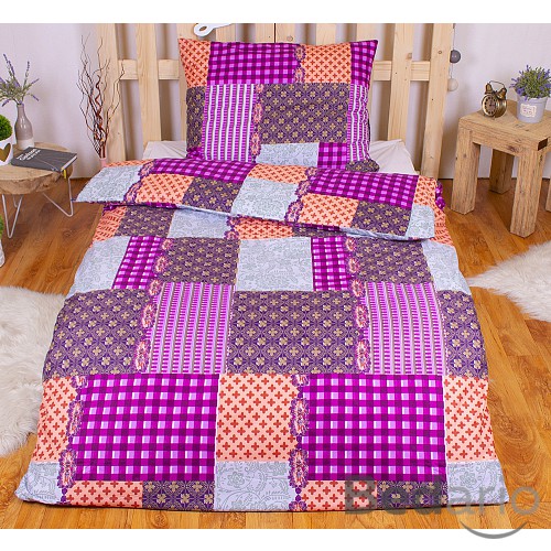 Povlečení mikrovlákno LIMITED 140x200+70x90 Patchwork vínový