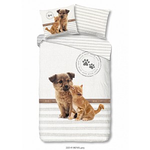 Bavlněné povlečení Good morning 140x200+70x90 Puppy & Kitten