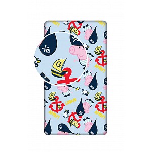 Dětské bavlněné prostěradlo 90x200 Piráti Peppa a Tom