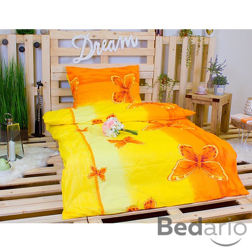 Krepové povlečení DELUXE - Žlutý motýl