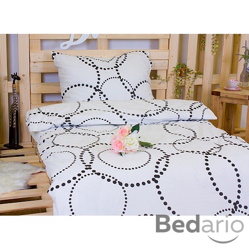 Krepové povlečení DELUXE 140x200+70x90 Kružnice bílá