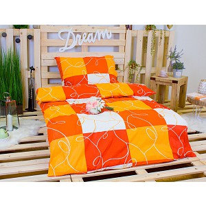 Krepové povlečení DELUXE 140x200+70x90 Oranžové šachy
