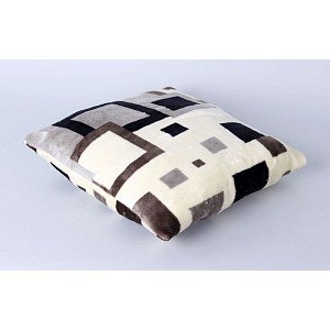 Povlak na polštářek mikroflanel - Šedohnědé čtverce