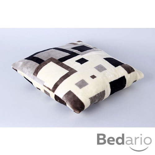 Povlak na polštářek mikroflanel - Šedohnědé čtverce