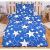 Krepové povlečení ECONOMY 140x200+70x90 Modré hvězdičky