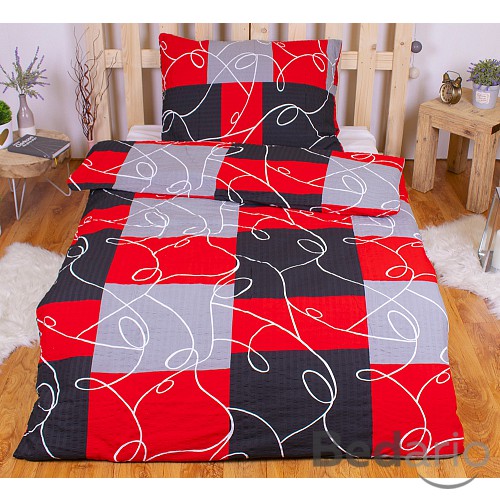 Krepové povlečení STANDARD 140x200+70x90 Červené šachy