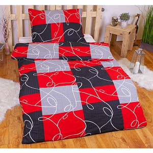 Krepové povlečení STANDARD 140x200+70x90 Červené šachy