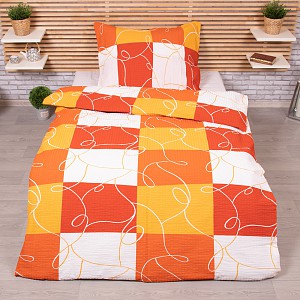 Krepové povlečení ECONOMY 140x200+70x90 Oranžové šachy
