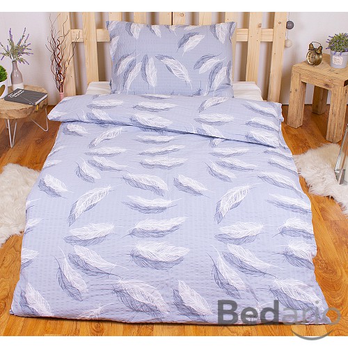 Krepové povlečení ECONOMY 140x200+70x90 Šedá pírka