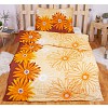 Krepové povlečení ECONOMY 140x200+70x90 Květy oranžové
