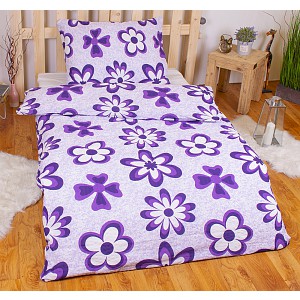 Krepové povlečení ECONOMY 140x200+70x90 Fialové květy