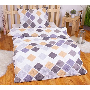 Krepové povlečení PREMIUM 140x200+70x90 Kary šedé