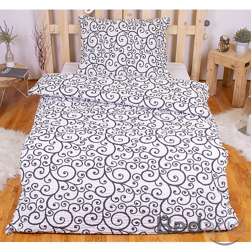 Krepové povlečení PREMIUM 140x200+70x90 Černobílý orient