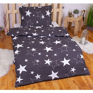 Krepové povlečení PREMIUM 140x200+70x90 Black stars