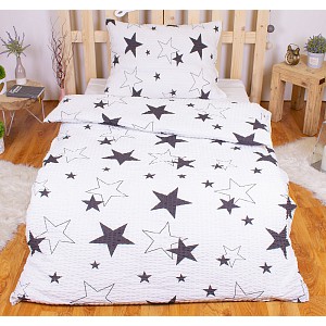 Krepové povlečení PREMIUM 140x200+70x90 White stars