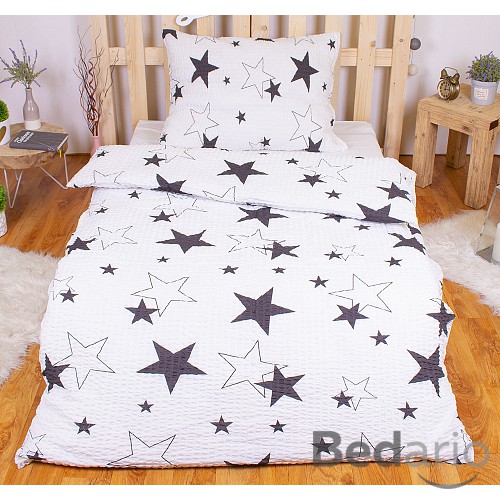 Krepové povlečení PREMIUM 140x200+70x90 White stars