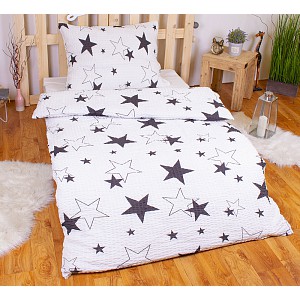 Krepové povlečení PREMIUM 140x200+70x90 White stars