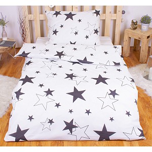 Polybavlna povlečení PREMIUM 140x200+70x90 White stars