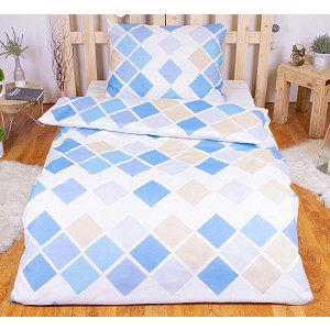 Polybavlna povlečení PREMIUM 140x200+70x90 Kary modré