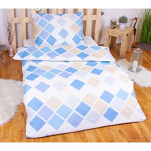 Polybavlna povlečení PREMIUM 140x200+70x90 Kary modré