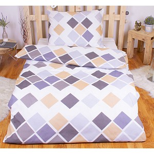 Polybavlna povlečení PREMIUM 140x200+70x90 Kary šedé