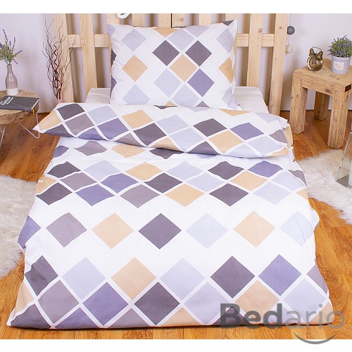 Polybavlna povlečení PREMIUM 140x200+70x90 Kary šedé