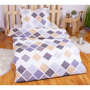 Polybavlna povlečení PREMIUM 140x200+70x90 Kary šedé