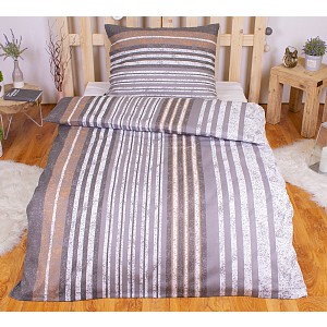 Polybavlna povlečení PREMIUM 140x200+70x90 Grey stripes