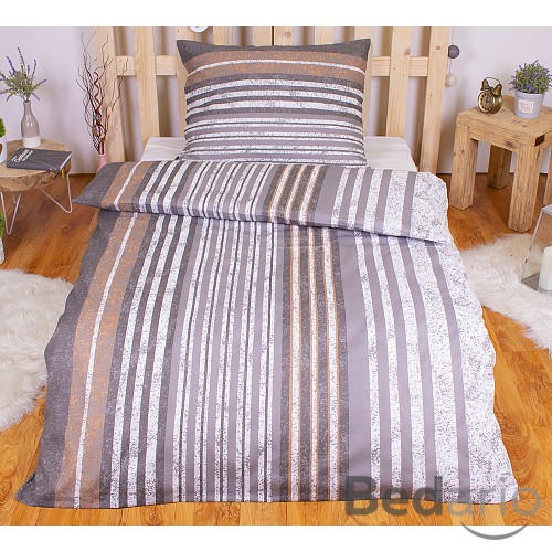 Polybavlna povlečení PREMIUM 140x200+70x90 Grey stripes