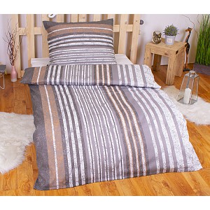 Polybavlna povlečení PREMIUM 140x200+70x90 Grey stripes