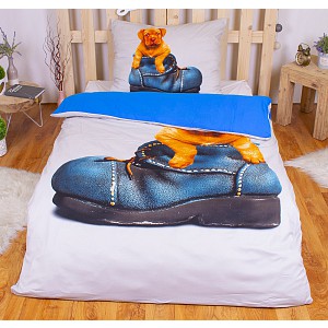 3D povlečení 140x200+70x90 Štěně v botě