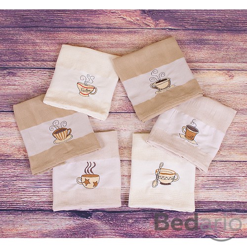 Coffee dárkový set - vaflové utěrky 6ks