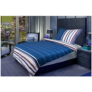 Microtop povlečení Easy 140x200+70x90 Tmavomodré řádkování