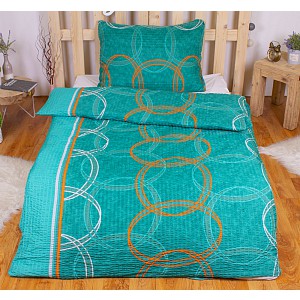 Krepové povlečení ECONOMY 140x200+70x90 Tyrkysové kruhy