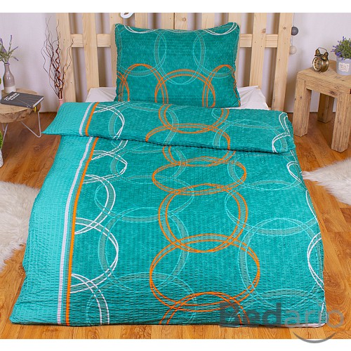 Krepové povlečení ECONOMY 140x200+70x90 Tyrkysové kruhy