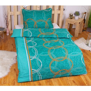 Krepové povlečení ECONOMY 140x200+70x90 Tyrkysové kruhy