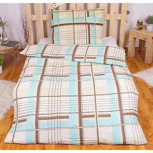 Krepové povlečení ECONOMY 140x200+70x90 Tyrkysový patchwork