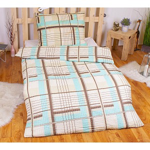 Krepové povlečení ECONOMY 140x200+70x90 Tyrkysový patchwork