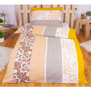 Krepové povlečení ECONOMY 140x200+70x90 Květované pruhy