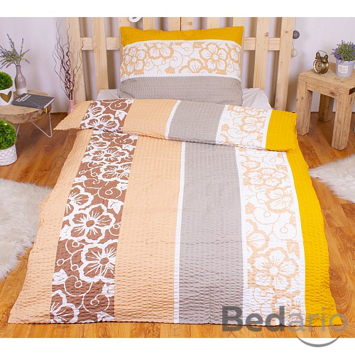 Krepové povlečení ECONOMY 140x200+70x90 Květované pruhy