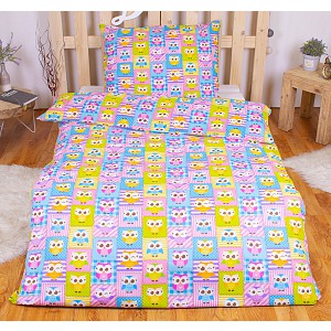 Bavlněné povlečení 140x200+70x90 Sovičky
