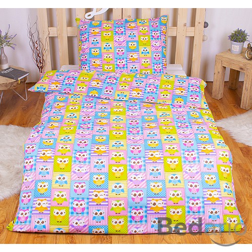 Bavlněné povlečení 140x200+70x90 Sovičky