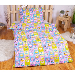 Bavlněné povlečení 140x200+70x90 Sovičky