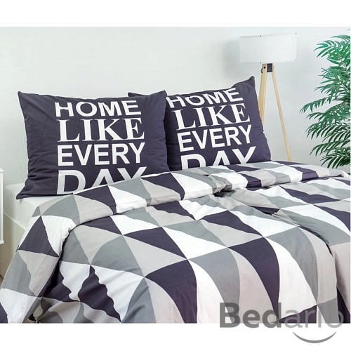 Prodloužené bavlněné povlečení 140x220+70x90 Home grey