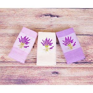 Lavender dárkový set - vaflové utěrky 3ks