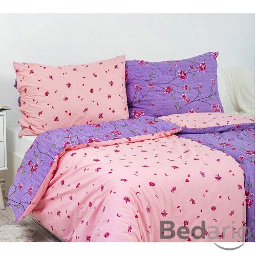 Bavlněné povlečení DELUXE 140x200+70x90 Fleur fialová