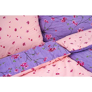 Bavlněné povlečení DELUXE 140x200+70x90 Fleur fialová