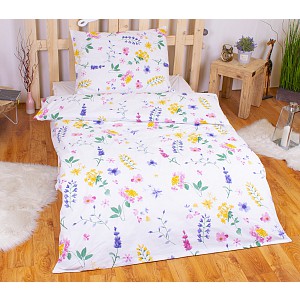Bavlněné povlečení 140x200+70x90 Flora bílá