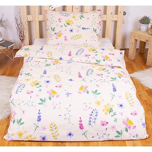 Bavlněné povlečení 140x200+70x90 Flora meruňková