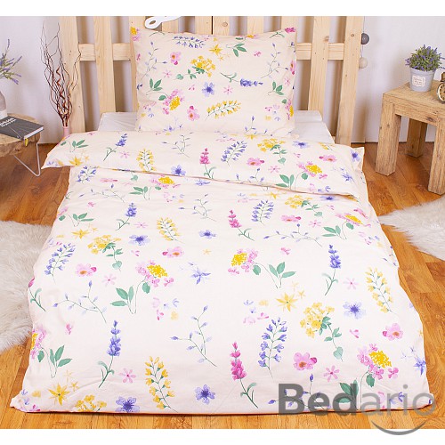 Bavlněné povlečení 140x200+70x90 Flora meruňková
